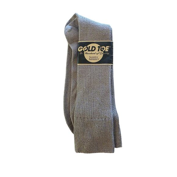 Vintage Gold Toe Men's Beige Dress Socks Shoe Size 10-13 USA Slightly Imperfect - Picture 1 of 2